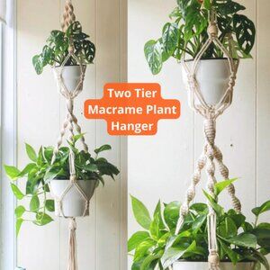 NWOT Macrame Two Tier Large Basket